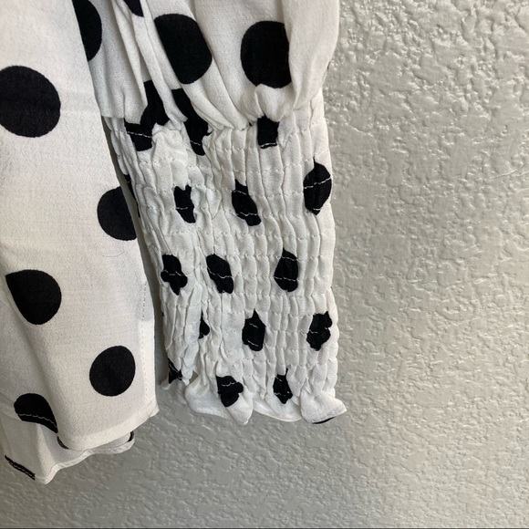 Sold Zara Woman Polka Dot Smocked Blouse NWT Size S - Picture 3 of 7